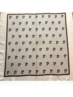Pierre Cardin #1 Cream and Black Silk Scarf